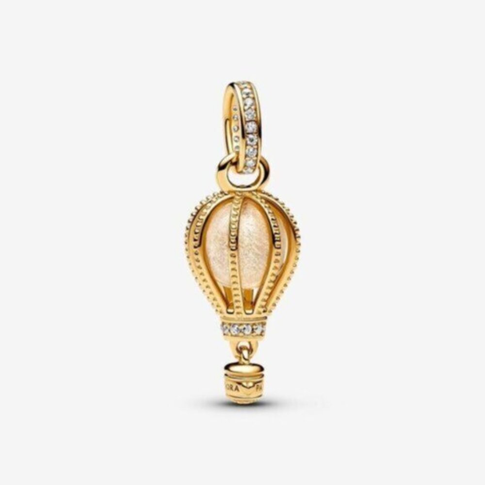 Sparkling Clear Hot Air Balloon Dangle Charm